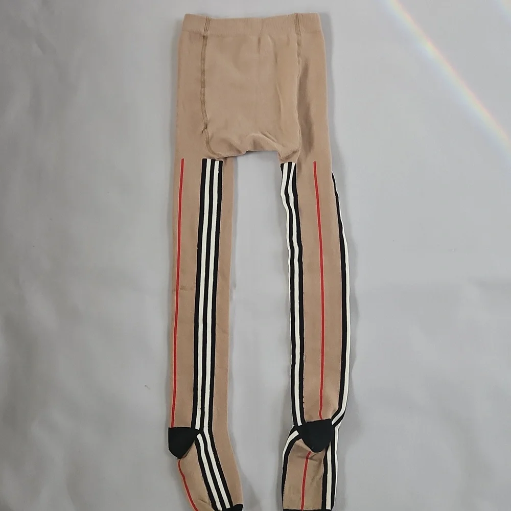 NEW! Burberry Kids Beige Icon Stripe Tights Size 8Y